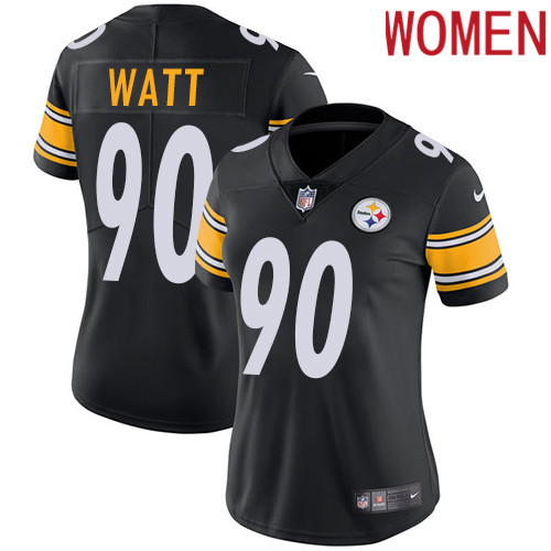 2019 Women Pittsburgh Steelers #90 Watt black Nike Vapor Untouchable Limited NFL Jersey->women nfl jersey->Women Jersey